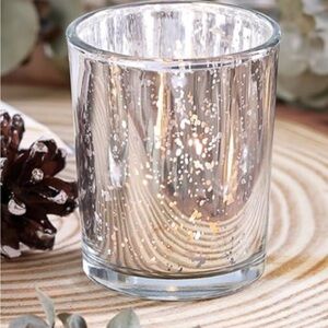 FIVE SILVER MERCURY GLASS VOTIVE HOLDERS